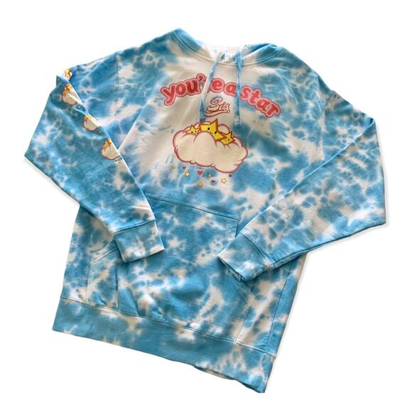 By Samii Ryan | You’re A Star Sis Blue and White Tie Dye Hoodie Sweatshirt Large - Picture 1 of 9